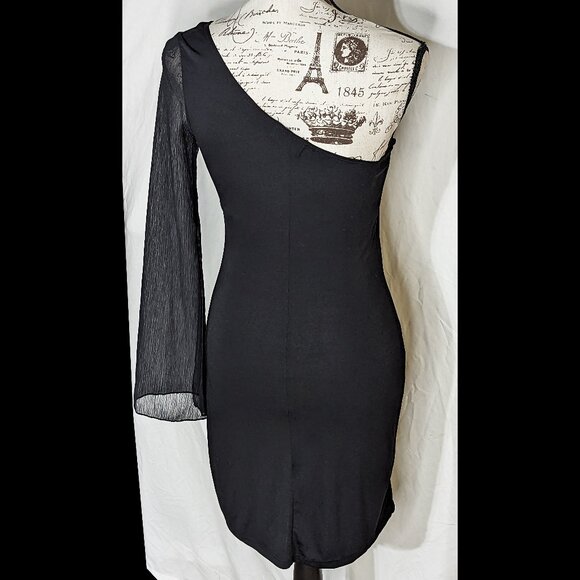 Elegant VERSUS by GIANNI VERSACE Sz S Black One Shoulder Cocktail Mini Dress - Picture 2 of 9